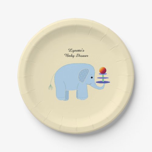 Blue Elephant Baby Shower Paper Plates