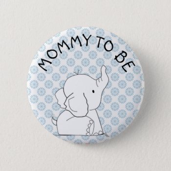 Blue Elephant Baby Shower Pin by Magical_Maddness at Zazzle
