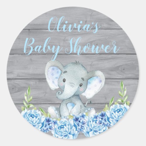 Blue Elephant Baby Shower Sticker