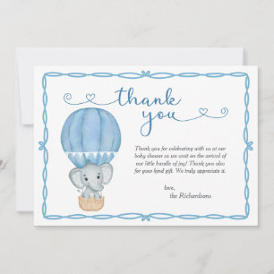 Blue Elephant Baby Shower Thank You Card