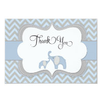 Blue Elephant Baby Shower Thank You Card