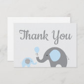 Blue Elephant Baby Shower Thank You Cards Flat | Zazzle