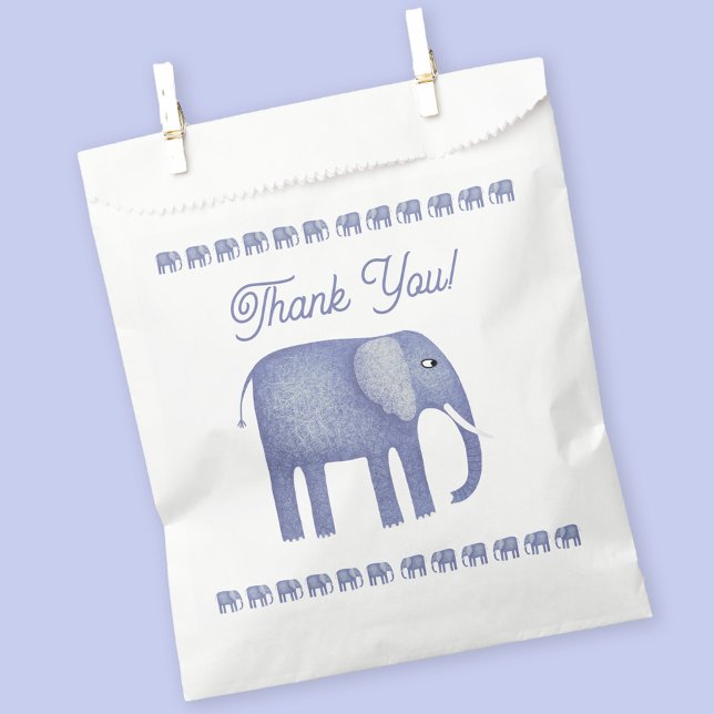 Blue Elephant Baby Shower Thank You Favor Bag (Blue elephant thank you party favor bag)