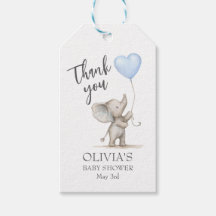 Blue Elephant Baby Shower Thank You Gift Tag – Per