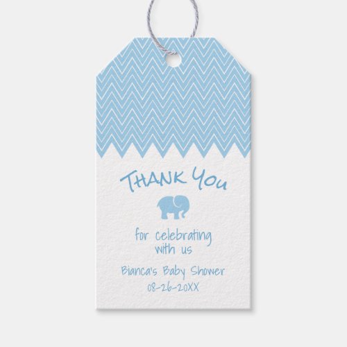 Blue Elephant Baby Shower Thank You Gift Tags