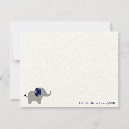 Blue Elephant Baby Shower Thank You Note Card