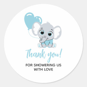 Blue Elephant Baby Shower Thank You Sticker