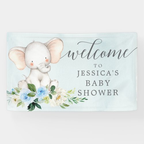 Blue Elephant Baby Shower Welcome Sign