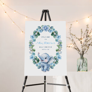 Blue Elephant Baby Shower Welcome Sign – Watercolo