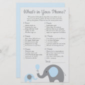 Blue Elephant Baby Shower What's in Your Phone (Front/Back)