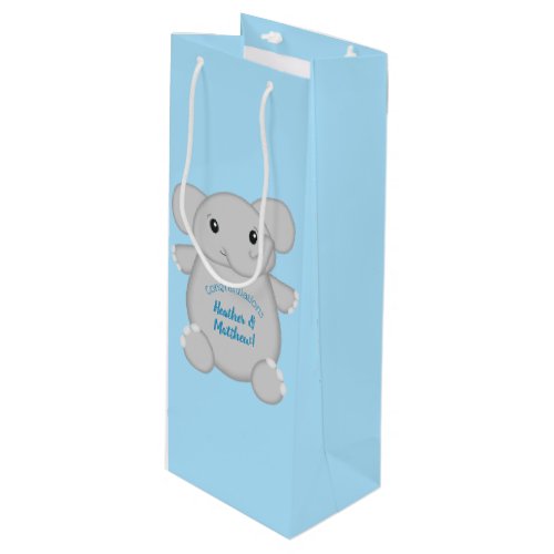 Blue Elephant Baby Shower Wine Gift Bag