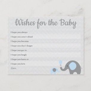 Blue Elephant Baby Shower Wishes for Baby Cards