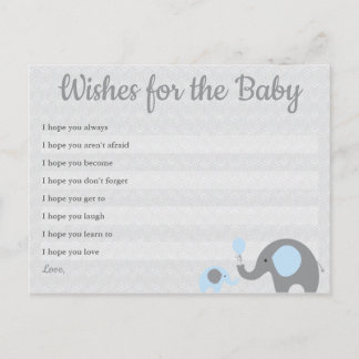 Blue Elephant Baby Shower Wishes for Baby Cards
