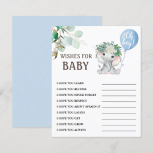 Blue Elephant Baby Shower Wishes for Baby Game