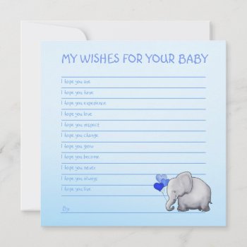 Blue Elephant Baby Shower Wishes For Baby Game Invitation by EleSil at Zazzle