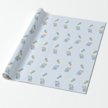 Blue Elephant Baby Shower wrapping paper