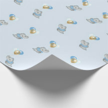 Blue Elephant Baby Shower wrapping paper