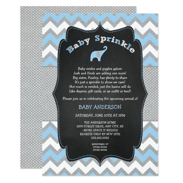 Blue Elephant Baby Sprinkle, Boy Baby Shower Invitation