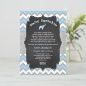 Blue elephant baby sprinkle, boy baby shower invitation (Standing Front)