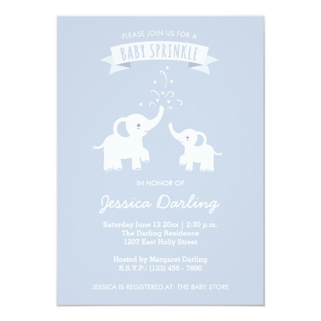 Blue Elephant Baby "Sprinkle" Shower Invitation