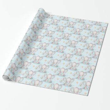 Blue Elephant Baby Wrapping Paper by Precious_Baby_Gifts at Zazzle