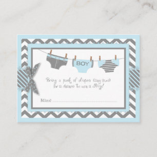 Blue Elephant Bird and Diaper Raffle Ticket Enclosure Card