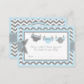 Blue Elephant Bird and Diaper Raffle Ticket Enclosure Card (Front/Back)