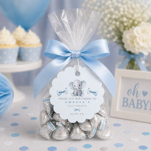 Blue Elephant Blue Baby Shower Thank You Favor Tags