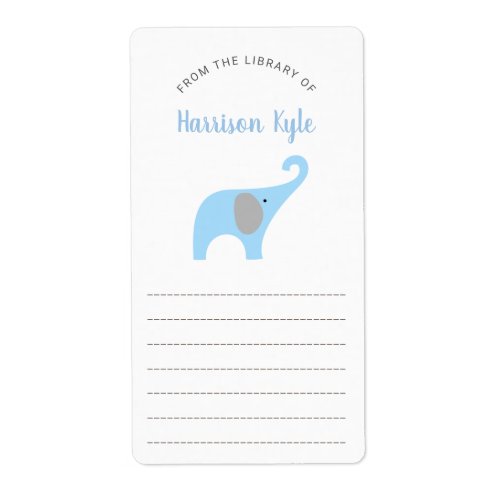 Blue Elephant book baby shower bookplates