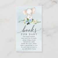 Blue Elephant Book Request Baby Shower Card