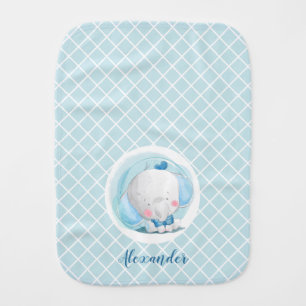 Blue Elephant Boy Baby Burp Cloth