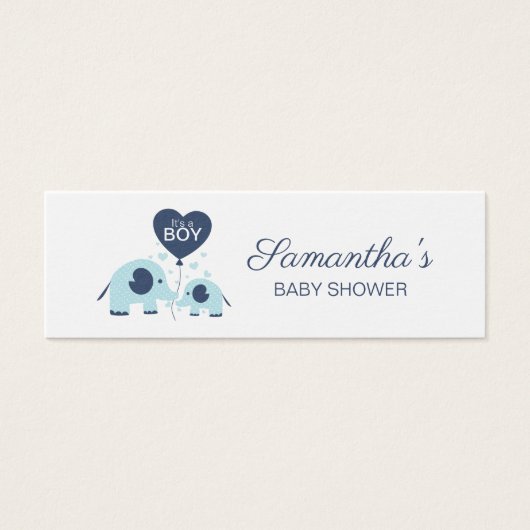 Blue Elephant Boy Baby Shower Book Request (Front)