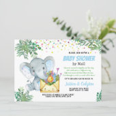 Blue Elephant boy baby shower by mail greenery Invitation (Standing Front)
