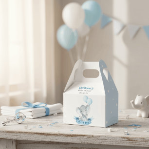 Blue Elephant Boy Baby Shower Favor Box