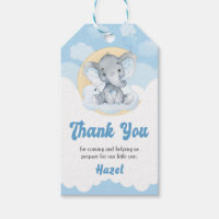 Blue Elephant Boy Baby Shower Favor Gift Tag