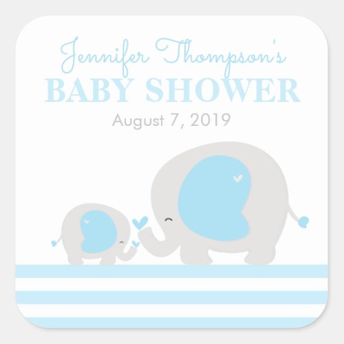 Blue Elephant Boy Baby Shower Favor Tag Stickers