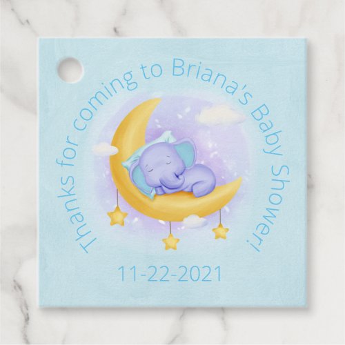 Blue Elephant Boy Baby Shower Favor Tags