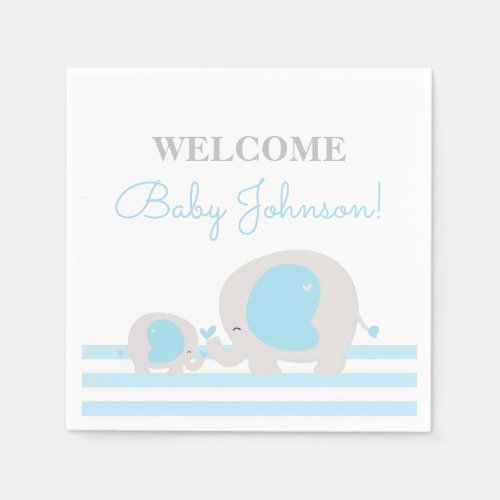 Blue Elephant Boy Baby Shower Napkins