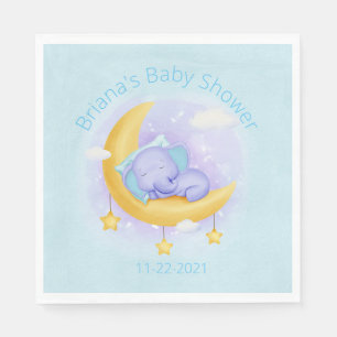 Blue Elephant Boy Baby Shower Napkins