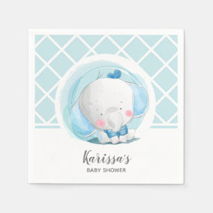 Blue Elephant Boy Baby Shower Napkins