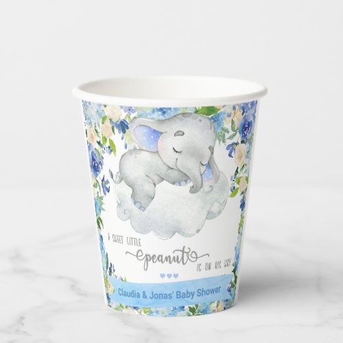 Blue elephant boy baby shower party paper cup paper cups