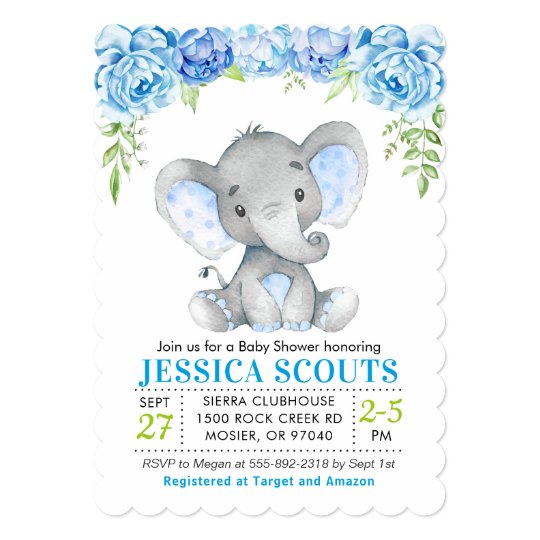 Elephant Baby Shower Invitations Boy / Elephant Boy Baby Shower ...