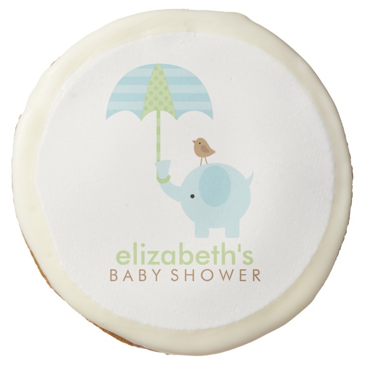 Blue Elephant Boy Baby Shower Sugar Cookie Zazzle