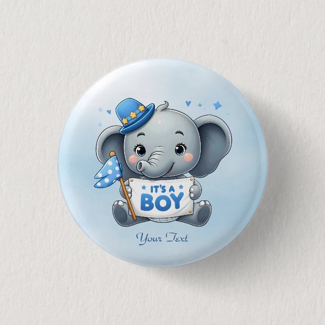 Blue Elephant Button (Front)