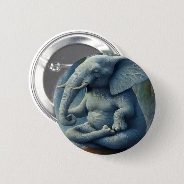 Blue Elephant Button (Front & Back)