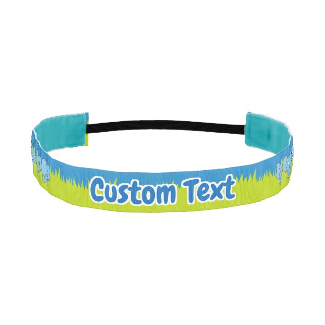 Blue Elephant Cartoon Athletic Headband (Front)