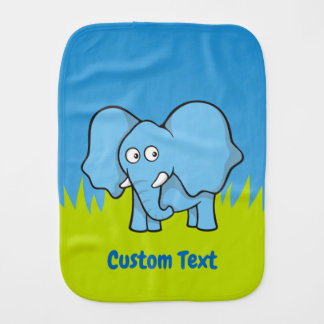 Blue elephant cartoon baby burp cloth