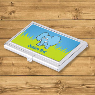 Blue elephant cartoon case for business cards