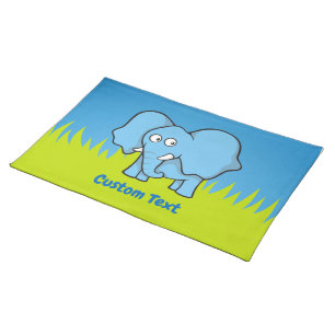 Blue elephant cartoon cloth placemat