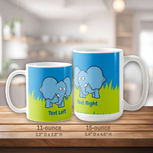 Blue elephant cartoon coffee mug